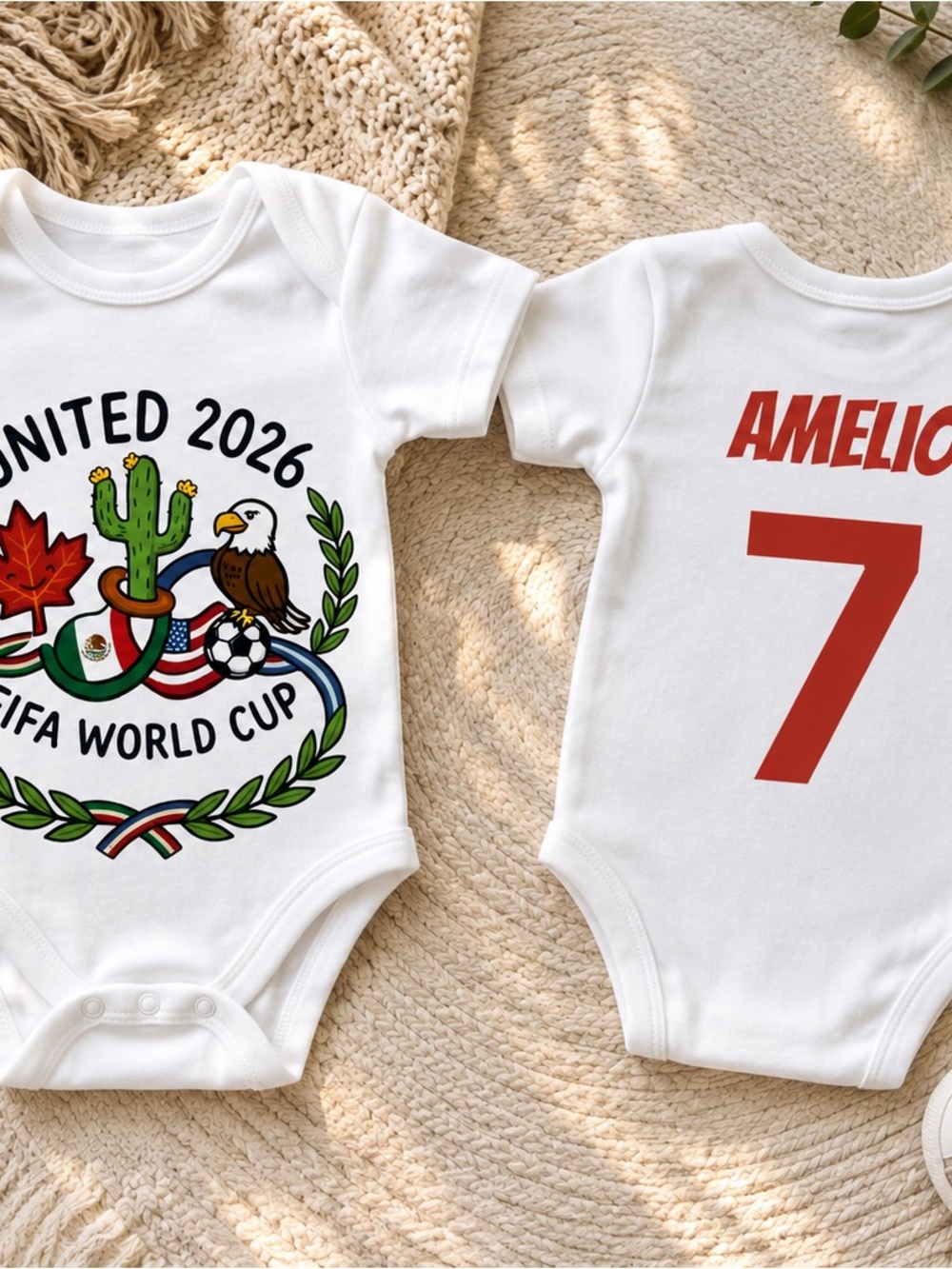 United 2026 FIFA World Cup Baby Bodysuit Set - White with Multicolor Crest